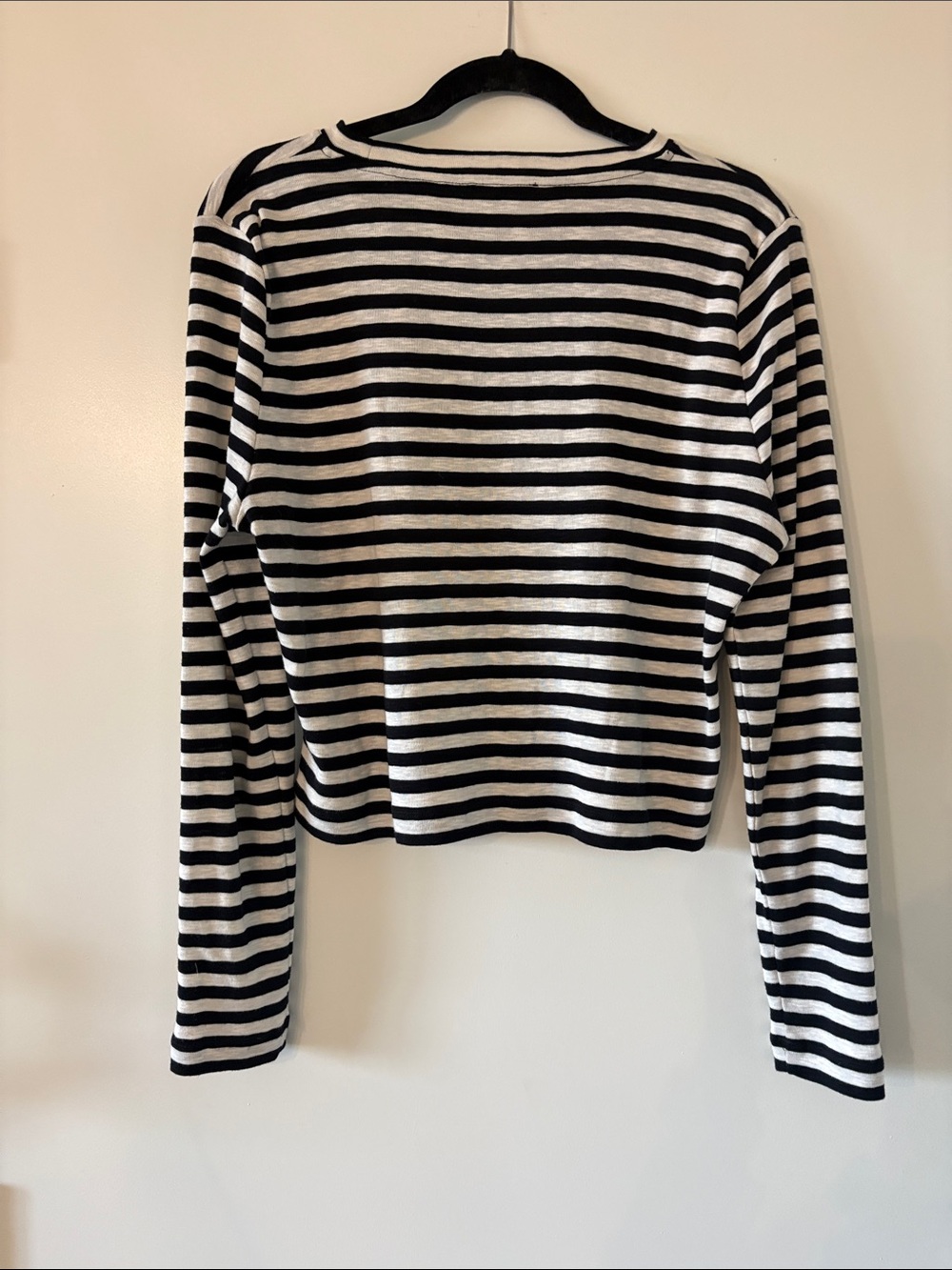 ME+EM Black & White Striped Long-Sleeve Crewneck Top - Picture 3 of 3